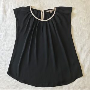 Cute Black Blouse with Cream Accent from LC